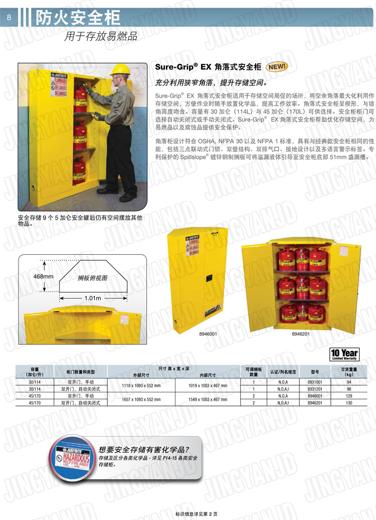 美國杰斯瑞特，防火安全柜，justrite防火柜，justrite安全柜，防爆柜justrite