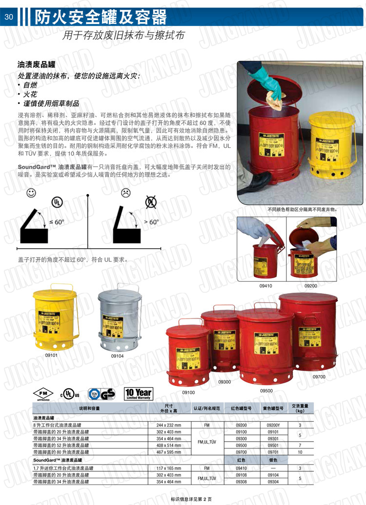 美國杰斯瑞特，JUSTRITE，活塞安全罐，盛漏式活塞罐，化學品分裝罐，