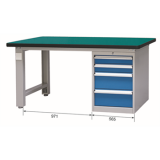 重型工作臺帶四抽底柜(40mm復合臺面)，E-XBG2175(G)